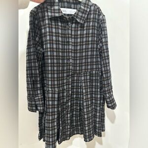 Zara Black and Gray Plaid Kids Dress